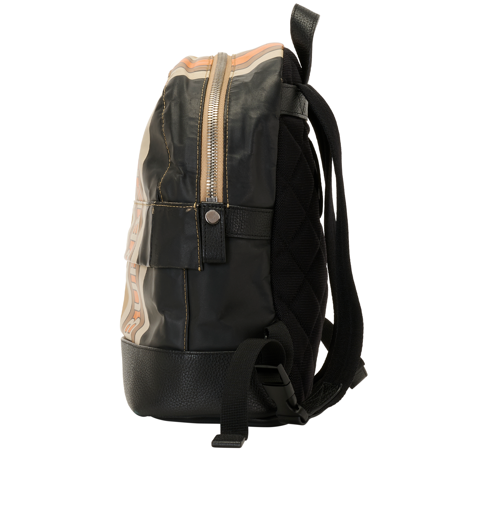 Mini Backpack, &pound;320, Handbags, Beige/Black, Nylon, Bottom view